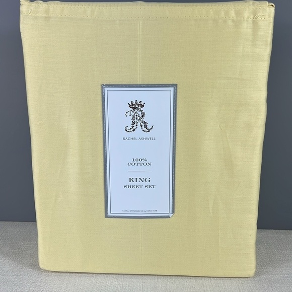 Rachel Ashwell King Sheet Set Yellow 100% Cotton Spring Summer 4 pc Set NEW - Picture 1 of 2